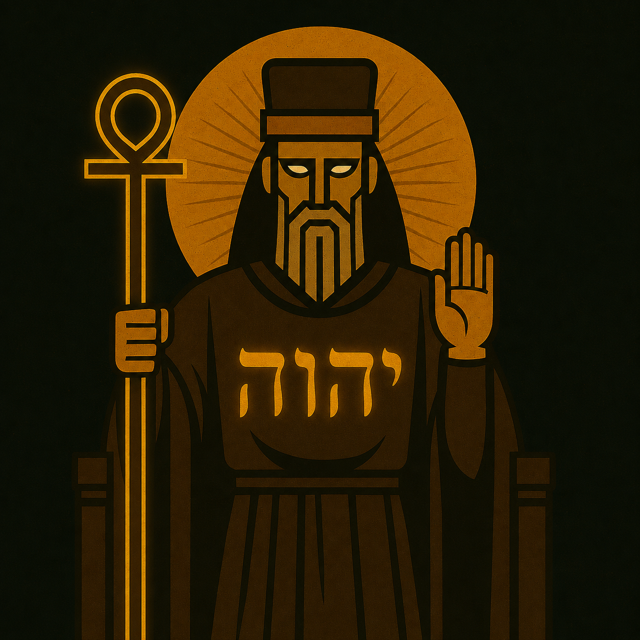 Illustrated figure bearing the Hebrew Tetragrammaton — YHWH